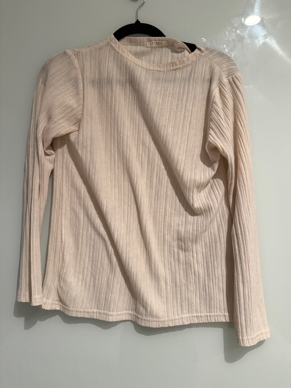 Ribbed Long Sleeve Top in Light Blush